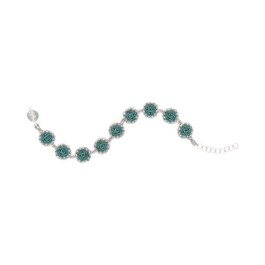 Pulsera Diamantes Redondos Plata Ajustable Azul